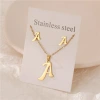 Letter stainless steel necklace, rigid stainless steel diamond necklace and earrings simple set details Picture